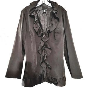 Black Cynthia Rowley Ruffle Front Jacket